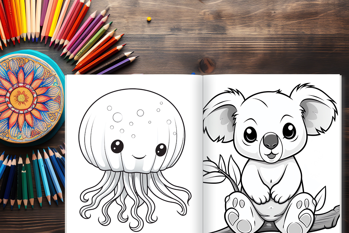 Cute Animals Coloring Pages for Kids, a Brochure Template by LA Design (Photo 6 of 10)