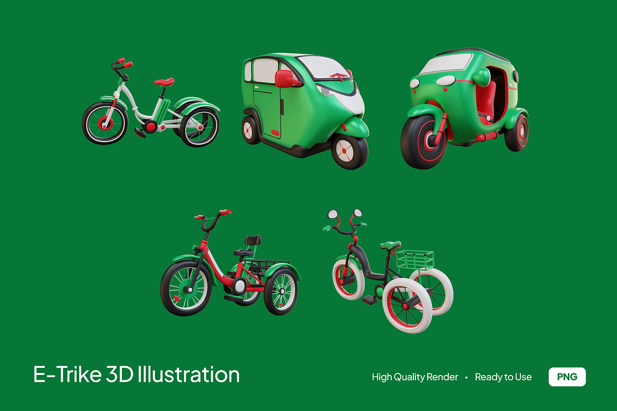 E-Trike 3D Illustration, an Object Illustration by graphicook