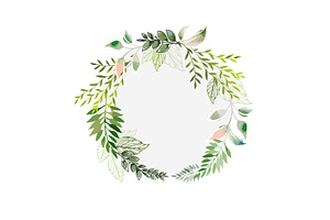 Round frame watercolor with green, an Object Illustration by Nenahliadava Design