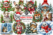 Christmas Animal Peeking Clipart, an Illustration by Canvas Craft (Thumbnail 1 of 8)