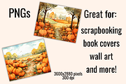 18 Watercolor Pumpkin Landscapes, a Seasonal Illustration by Dreamy Little Graphics (Thumbnail 2 of 5)