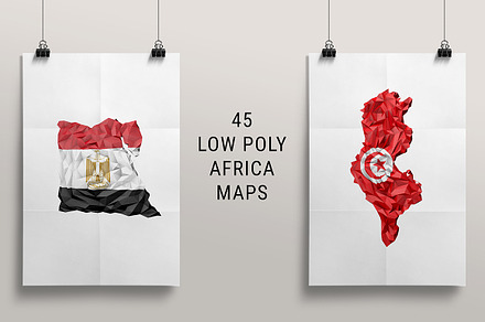 45 Low Poly Africa Maps