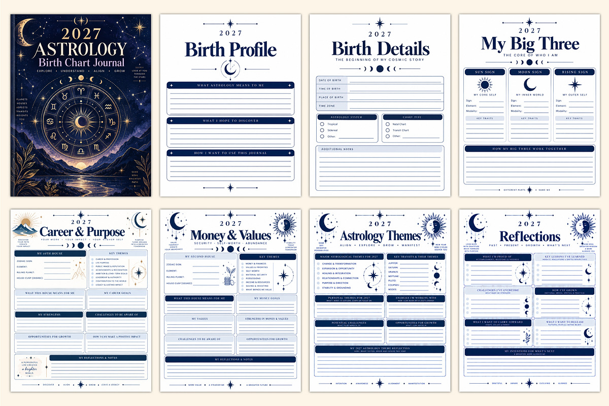 2027 Astrology Birth Chart Journal, a Stationery Template by Shumaya (Photo 2 of 4)