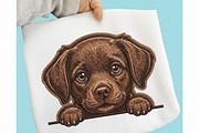 Peeking Dog Embroidery Design, an Illustration by designcity5 (Thumbnail 1 of 4)