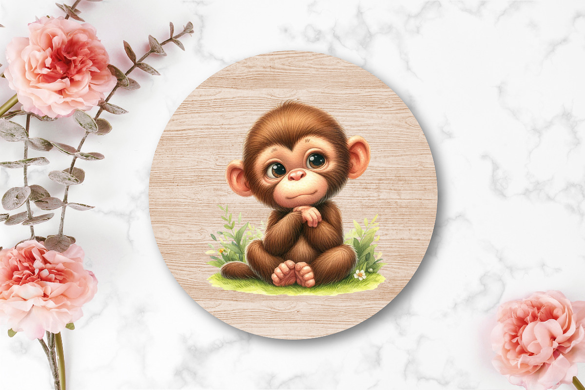 Watercolor Funny Monkey Clipart, an Illustration by CraftArtStudio (Photo 4 of 5)