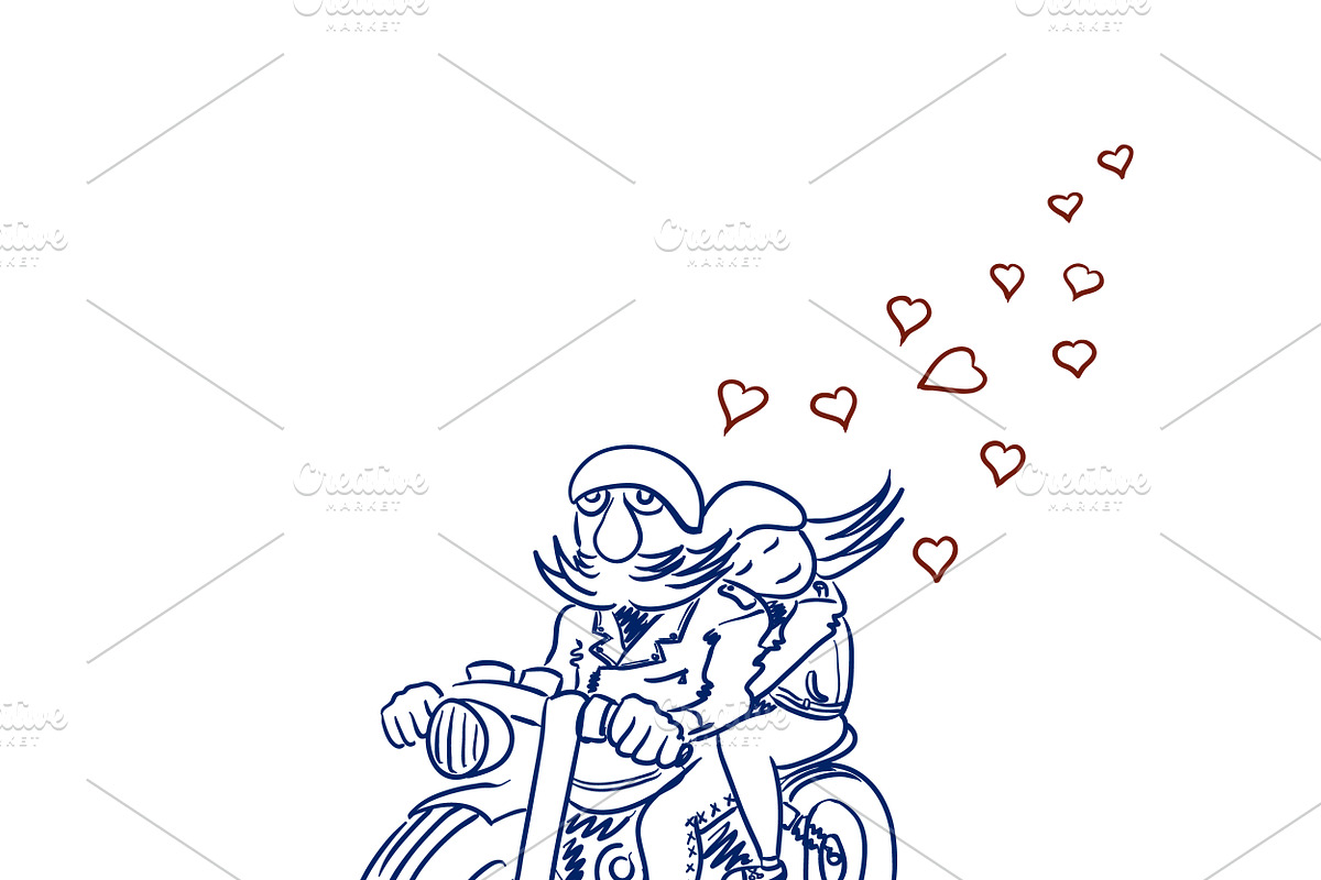Biker and his girlfriend, an Illustration by Funky corner