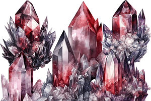 Watercolor Gothic Crystals Clipart