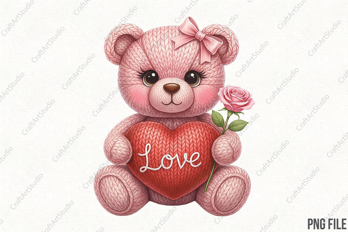 Crochet Yarn Valentine Teddy Bear, an Illustration by CraftArtStudio (Photo 1 of 4)