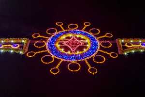 Colorful neon street decoration glowing at night, an Arts & Entertainment Photo by DanFLCreativo