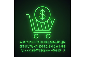 Add To Cart Neon Light Icon