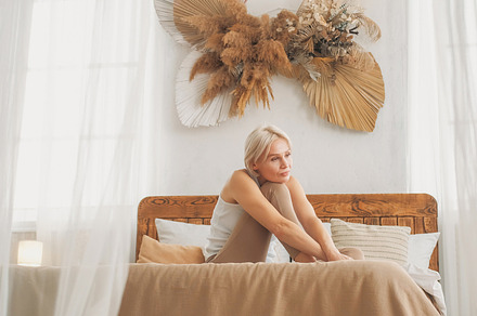 Depression suffer lonely sadness woman bed home, a Person Photo by Photo Drive Studio