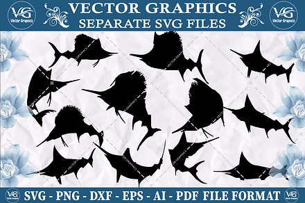 Sailfish SVG vector design bundle