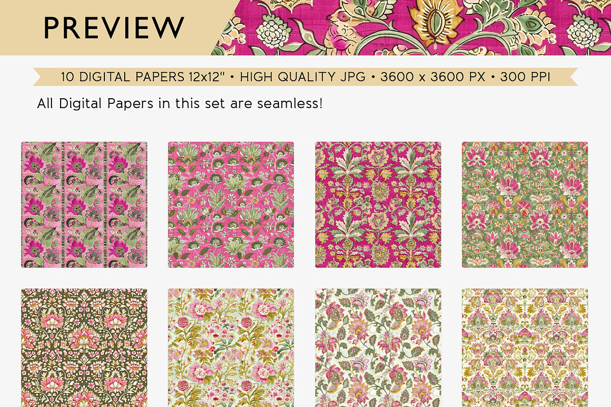 Bohemian Printable Backgrounds, a Pattern Graphic by Maishop (Photo 2 of 8)