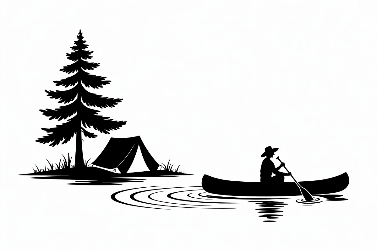 camping and canoe lake vector, an Illustration by Amazin_art (Photo 15 of 17)