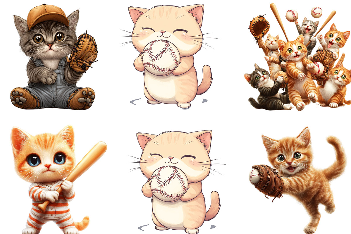 Cat Baseball Clipart, an Illustration by Designking (Photo 4 of 5)