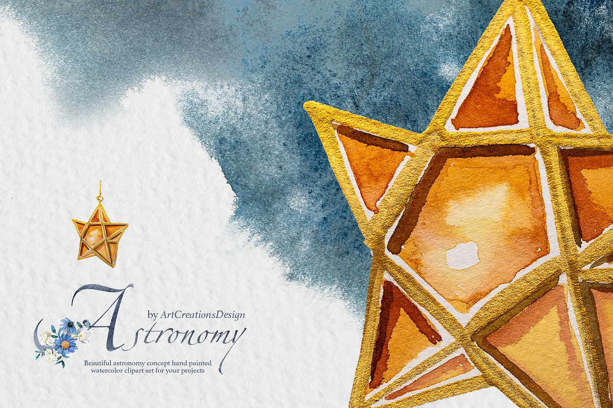 Watercolor Astronomy Clipart Set, a Person Illustration by ArtCreationsDesign (Photo 4 of 9)