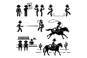 Cowboy Wild West Texas Stick Figure