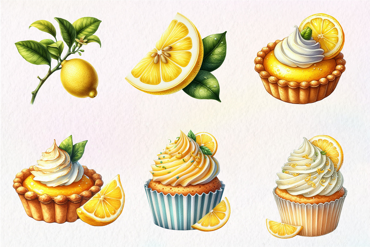Watercolor Flavorful Lemon Clipart, an Illustration by CreationArt (Photo 2 of 5)