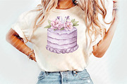 Lavender Floral Birthday Clipart, an Illustration by Watercolor design (Thumbnail 5 of 11)