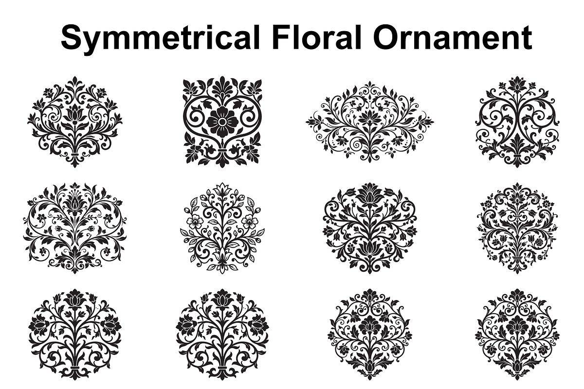 Elegant Symmetrical Floral Motifs, an Object Graphic by Creativeshirt (Photo 1 of 3)