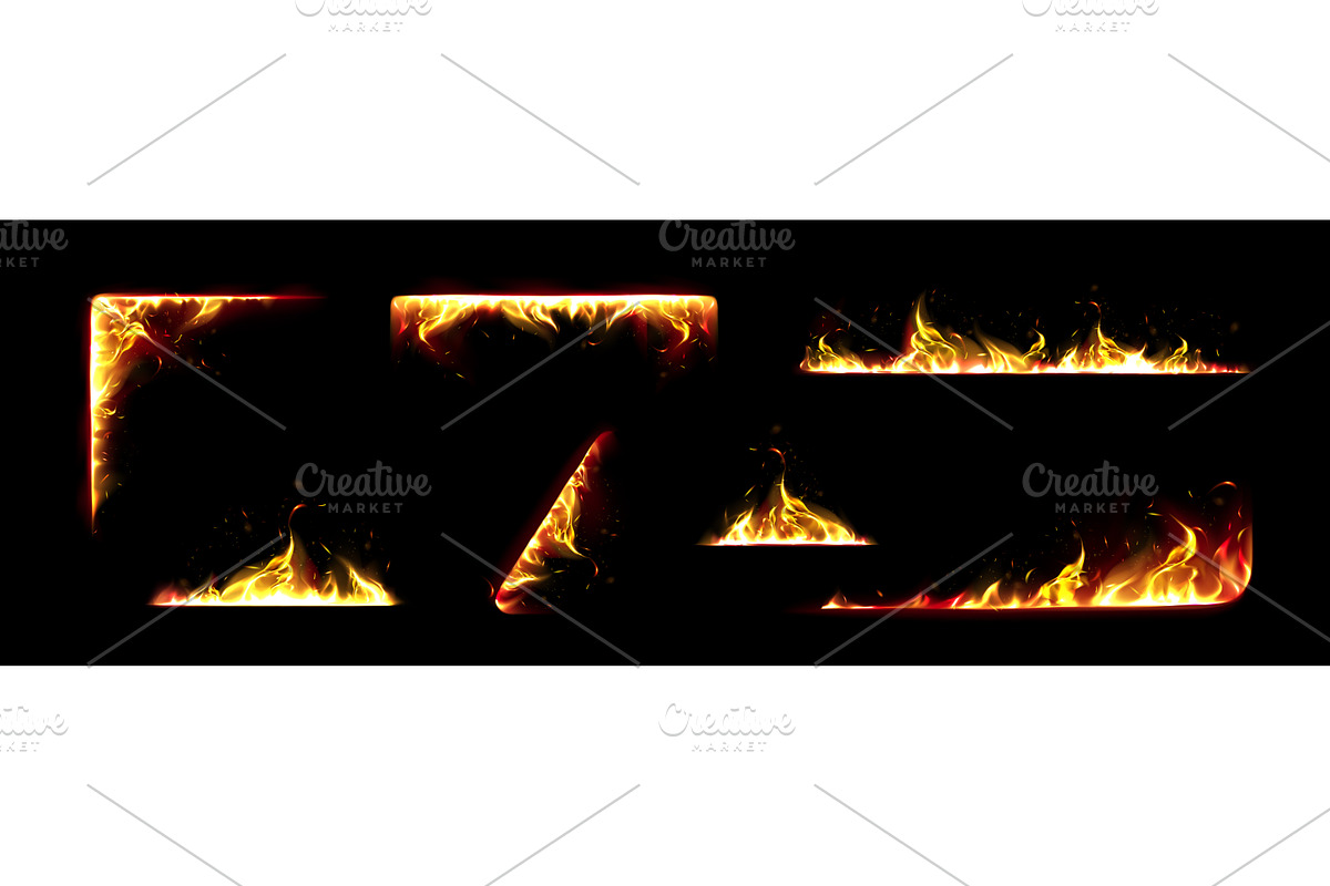 Fiery frames set - borders made of, an Illustration by art PVP - market