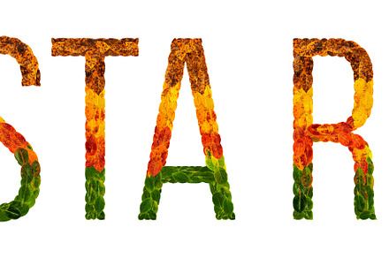 Word costa rica country is written with leaves on a white insulated