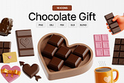Chocolate Gift 3D Icon Set, a Food & Drink 3D Model by Eklip Studio (Thumbnail 1 of 2)