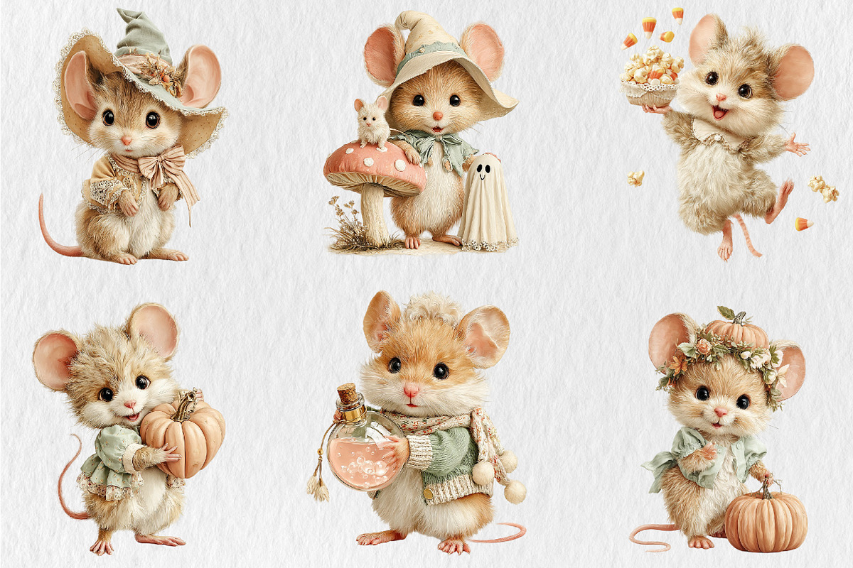 Whimsical Halloween Mouse Clipart, a Seasonal Illustration by Rose Art (Photo 4 of 8)