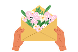 Hands holding large yellow envelope, an Object Illustration by Vectorbuum