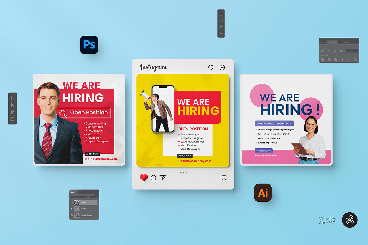 Hiring Instagram Post Template, a Social Media Template by Aam360