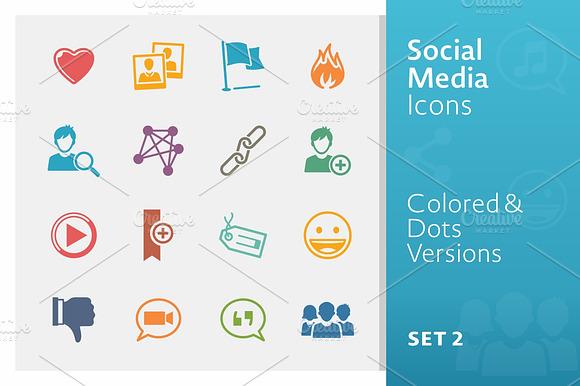 Social Media Icons Set 2 Colored