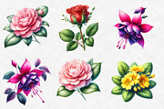 Watercolor Floral Clipart, an Illustration by Designworld (Thumbnail 4 of 6)