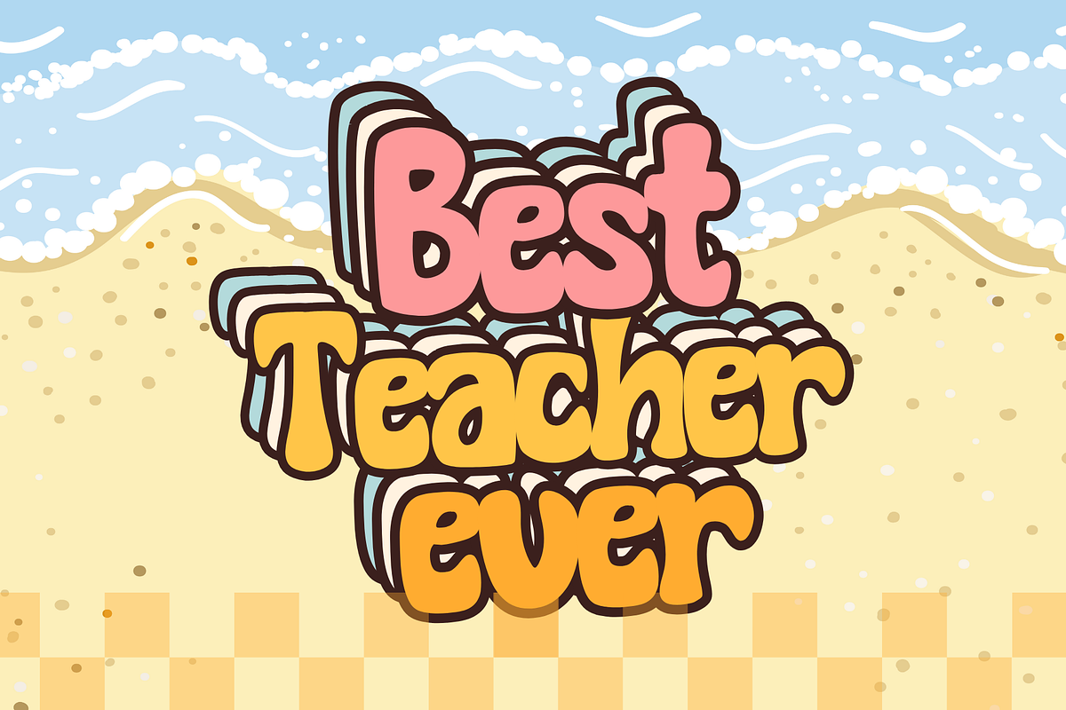 Retro Beach is a retro groovy font, a Sans Serif Font by Brown Cupple (Photo 3 of 7)