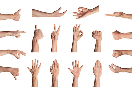 Collection of male hands gesturing d, a Background Photo by Prostock-Studio