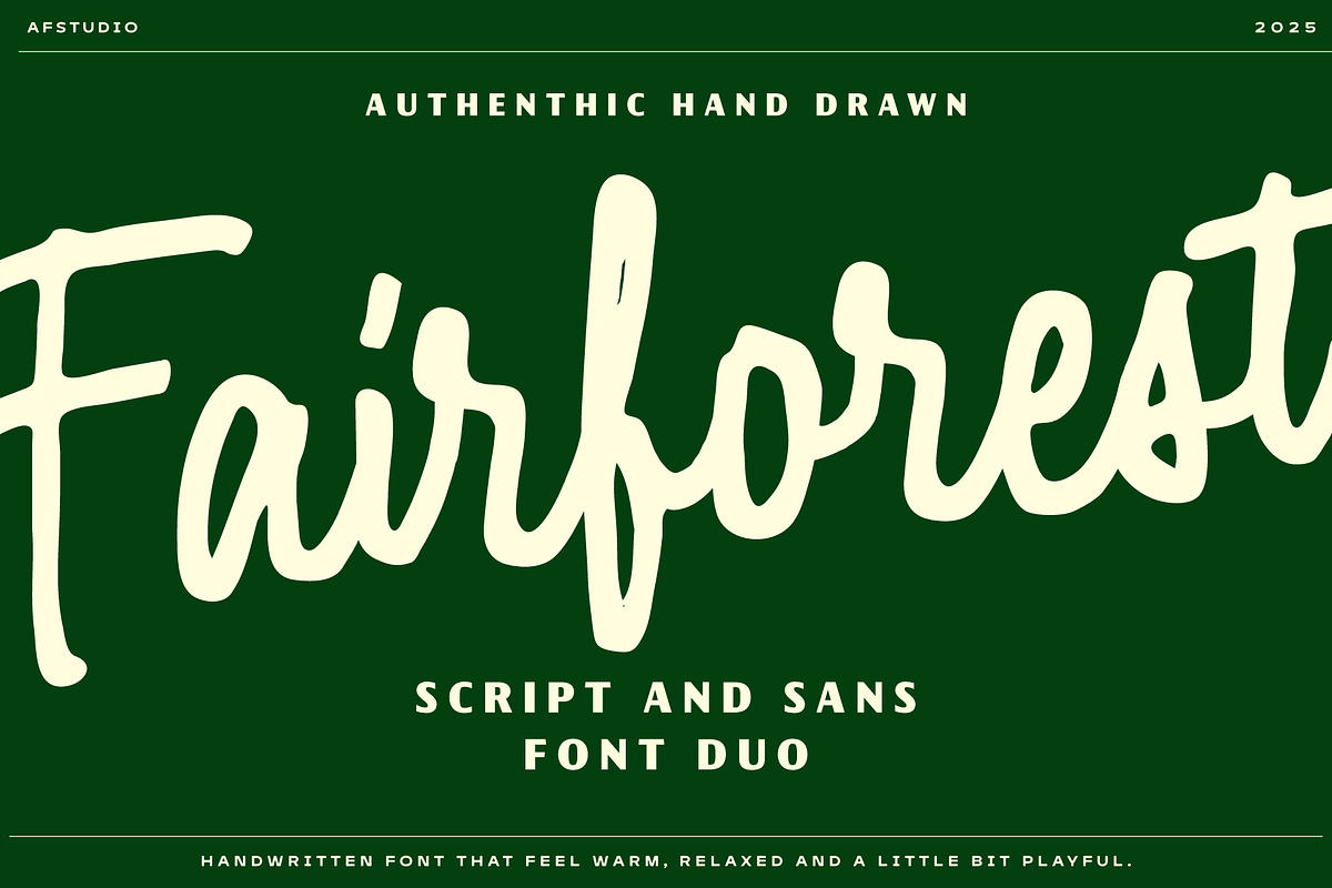 Fairforest - Font Duo, a Handwritten Font by Adam Fathony (Photo 1 of 17)