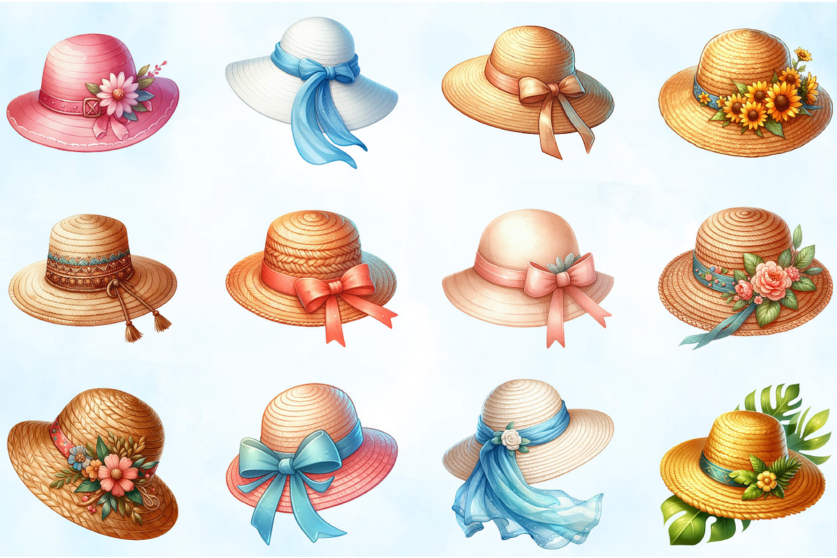 Elegant Hat Clipart for Summer, an Illustration by Craft Nest (Photo 4 of 6)