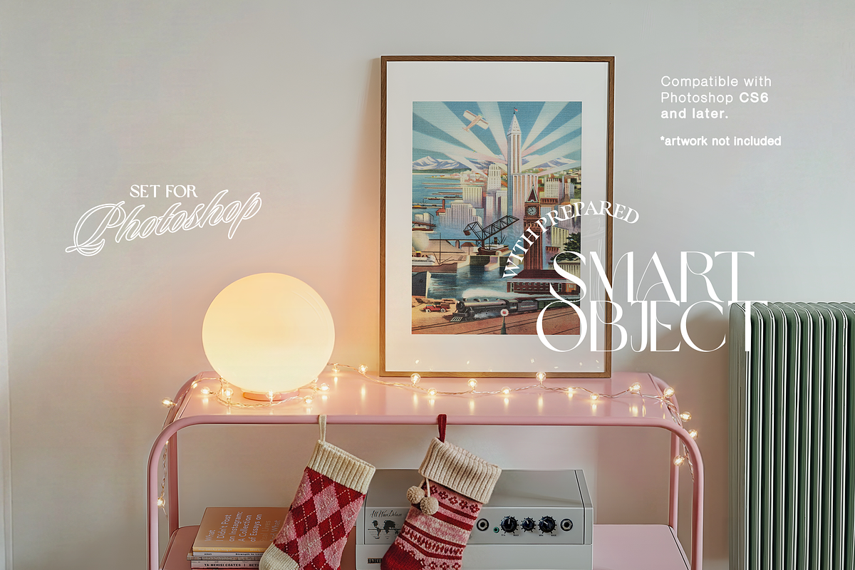 A3 Poster Mockup Retro Xmas Scene, an Advertising Mockup by WasMockups (Photo 5 of 6)