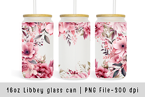 16 Oz Libbey Glass Can Flowers