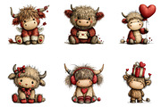 Valentines Highland Cow Clipart, an Illustration by Dream Creation (Thumbnail 6 of 7)