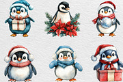 Christmas Penguin Watercolor Clipart, an Illustration by Black Bird Studio (Thumbnail 6 of 6)