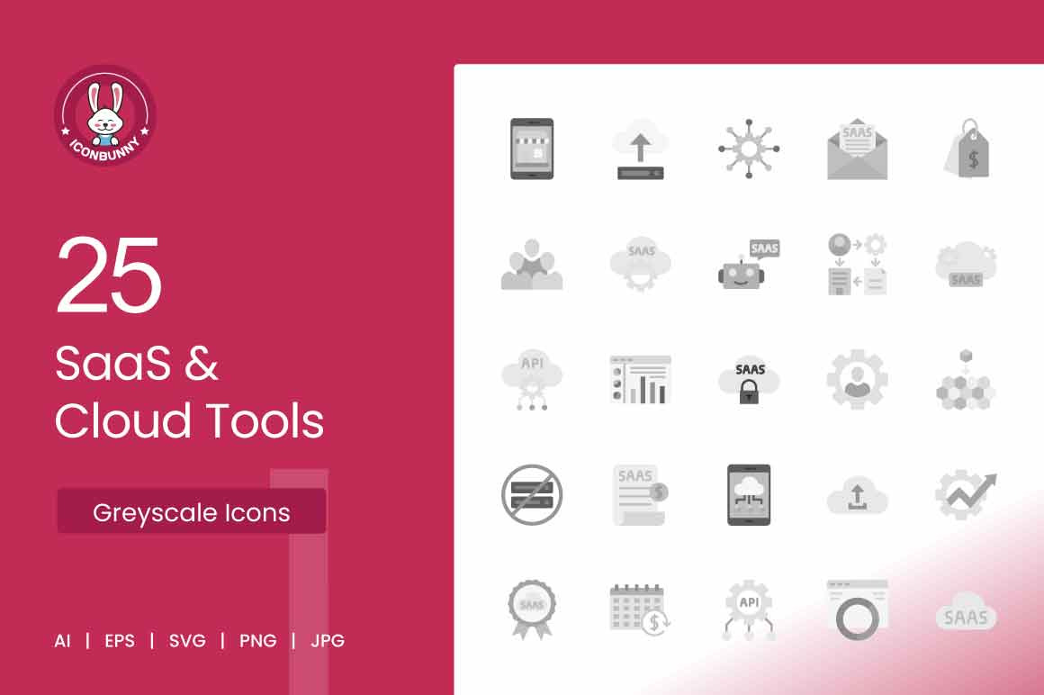 25 SaaS & Cloud Tools Icons, an Icon by IconBunny