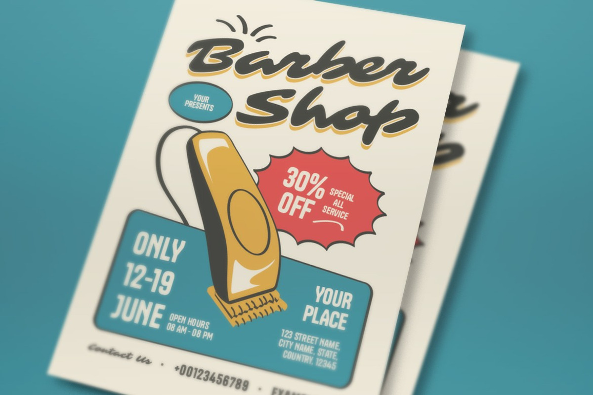 Blue Vintage Barbershop Flyer Set preview 2