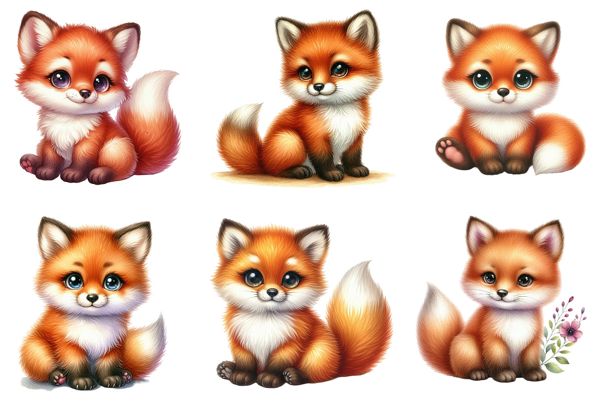 Cute Kawaii Kit Fox Clipart, an Illustration by DreamArtGraphic (Photo 3 of 4)
