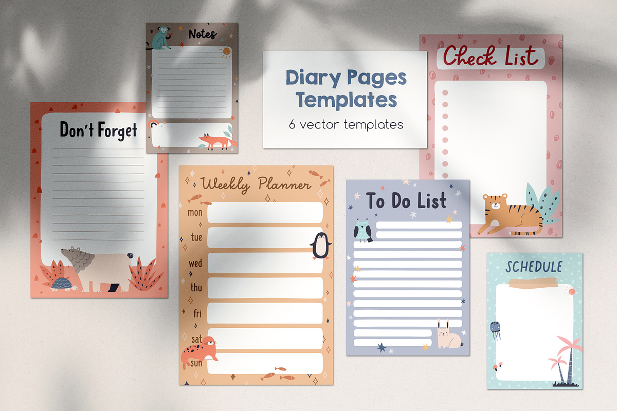Planner and diary page templates set, a Decorative Illustration by Good Studio (Photo 1 of 7)