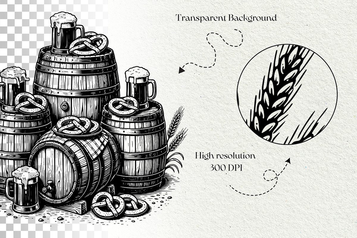 Oktoberfest Engraving Graphics, a Seasonal Illustration by DENIDigitalArtSudio (Photo 7 of 7)