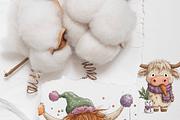 20 Christmas Highland Cow Clipart, an Animal Illustration by Pati Charm Studio (Thumbnail 7 of 8)