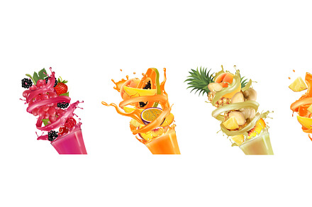Set of fruit juice splash. Vector