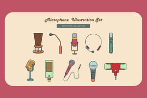 Microphone Illustration Set, an Object Illustration by Creathub Studio