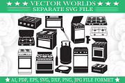 Stove Set SVG, Stove Set SVG, an Object Graphic by VectorWorlds (Thumbnail 1 of 3)