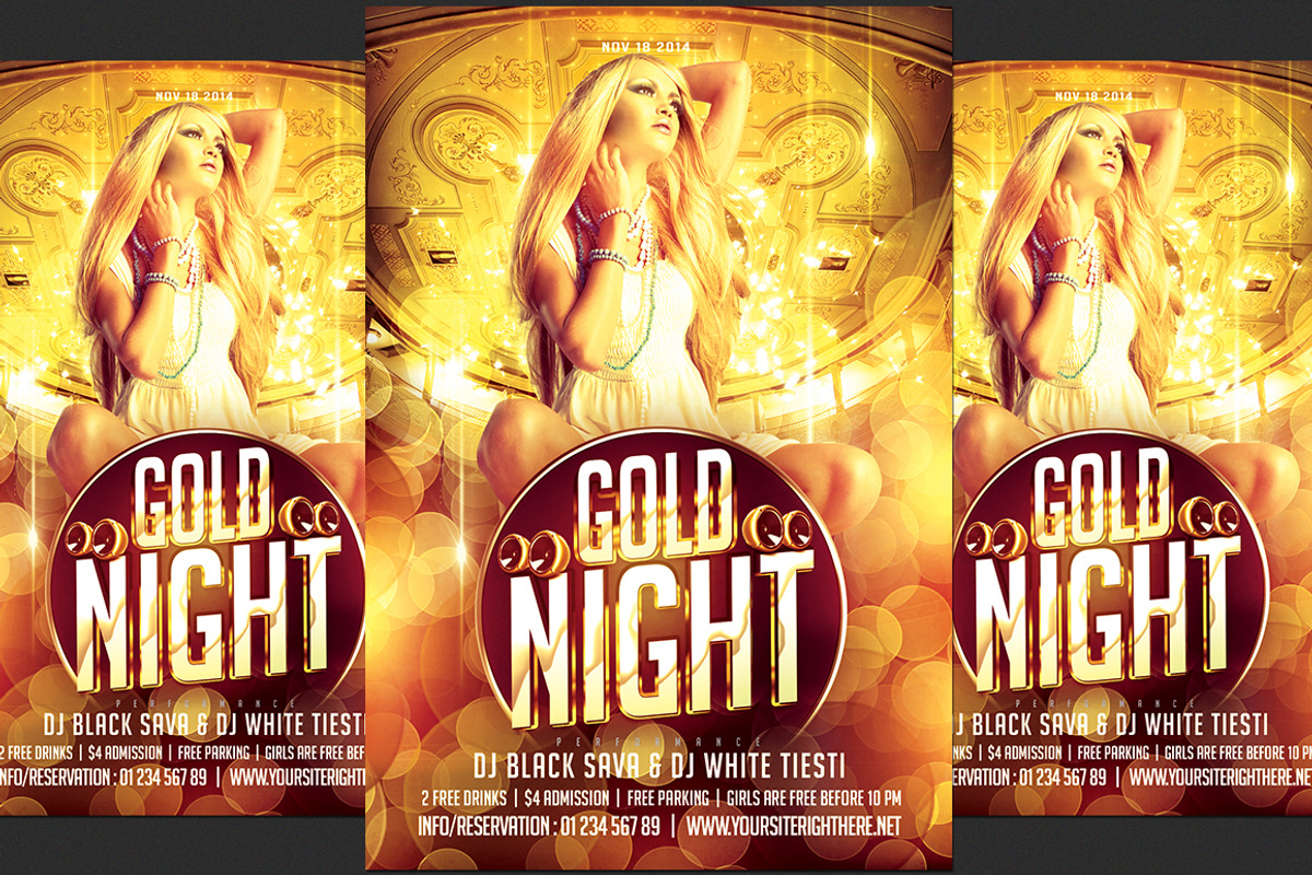 Gold Night Party Flyer, a Flyer Template by DSGraphicDesign